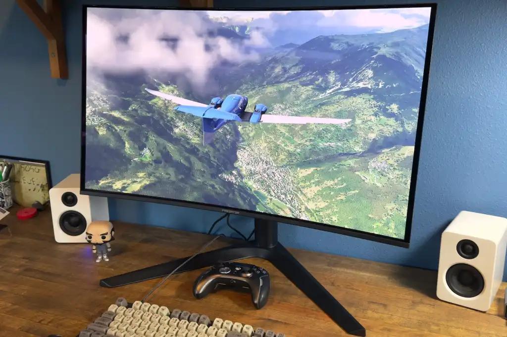 Acer Predator X32 X 4K OLED გეიმინგ მონიტორი მაგიდაზე