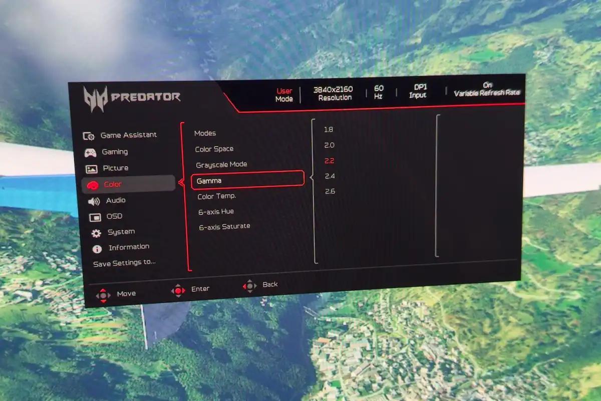 Acer Predator X27 X1 მენიუს კონტროლი