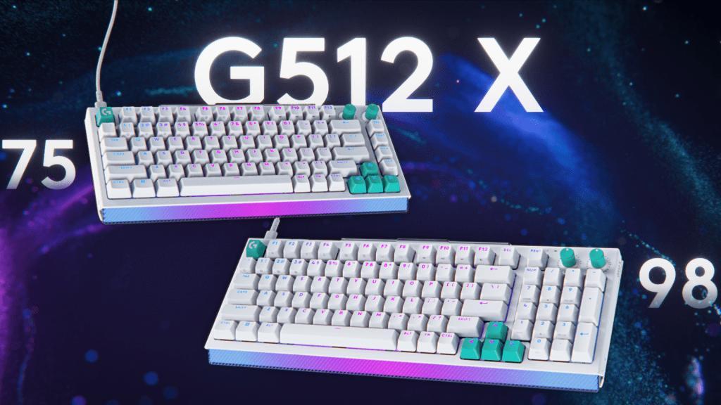 Logitech G512 X სათამაშო კლავიატურის საერთო ხედი RGB განათებით